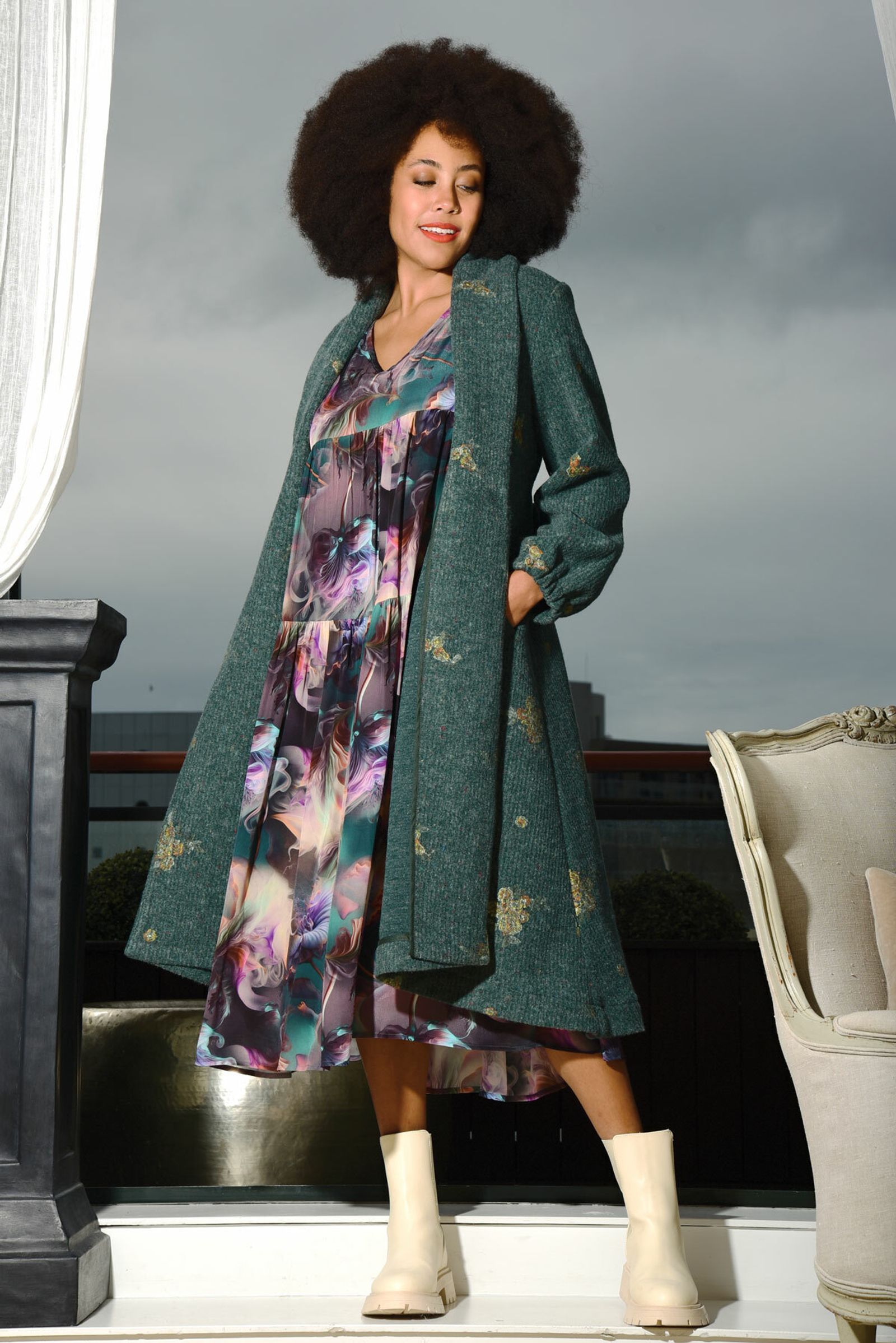 DREAMWEAVER COAT
								, 			CLAIM TO FAME DRESS