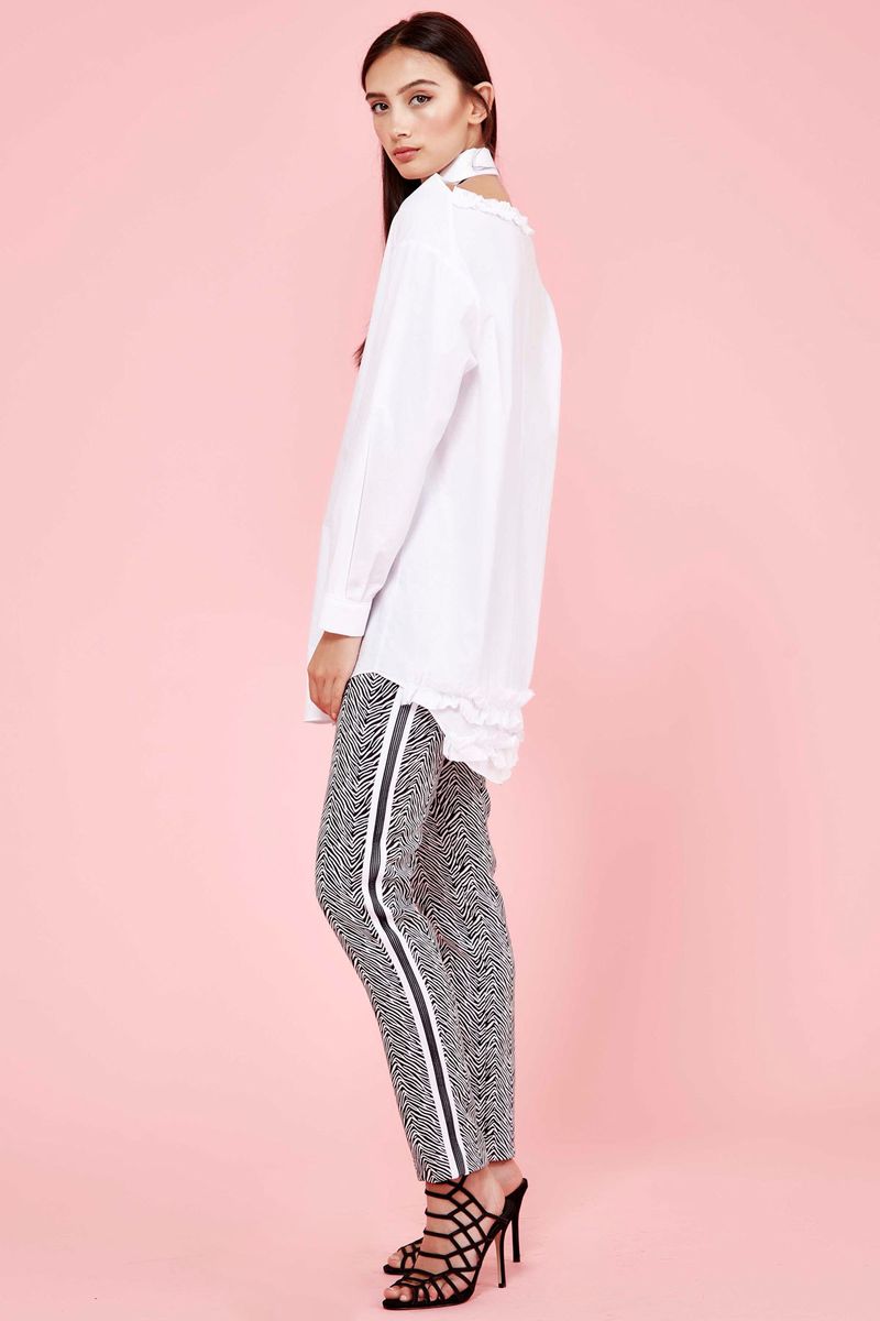 PUSH THE BUTTON SHIRT
								, 			SCRAMBLED LEGS PANTS