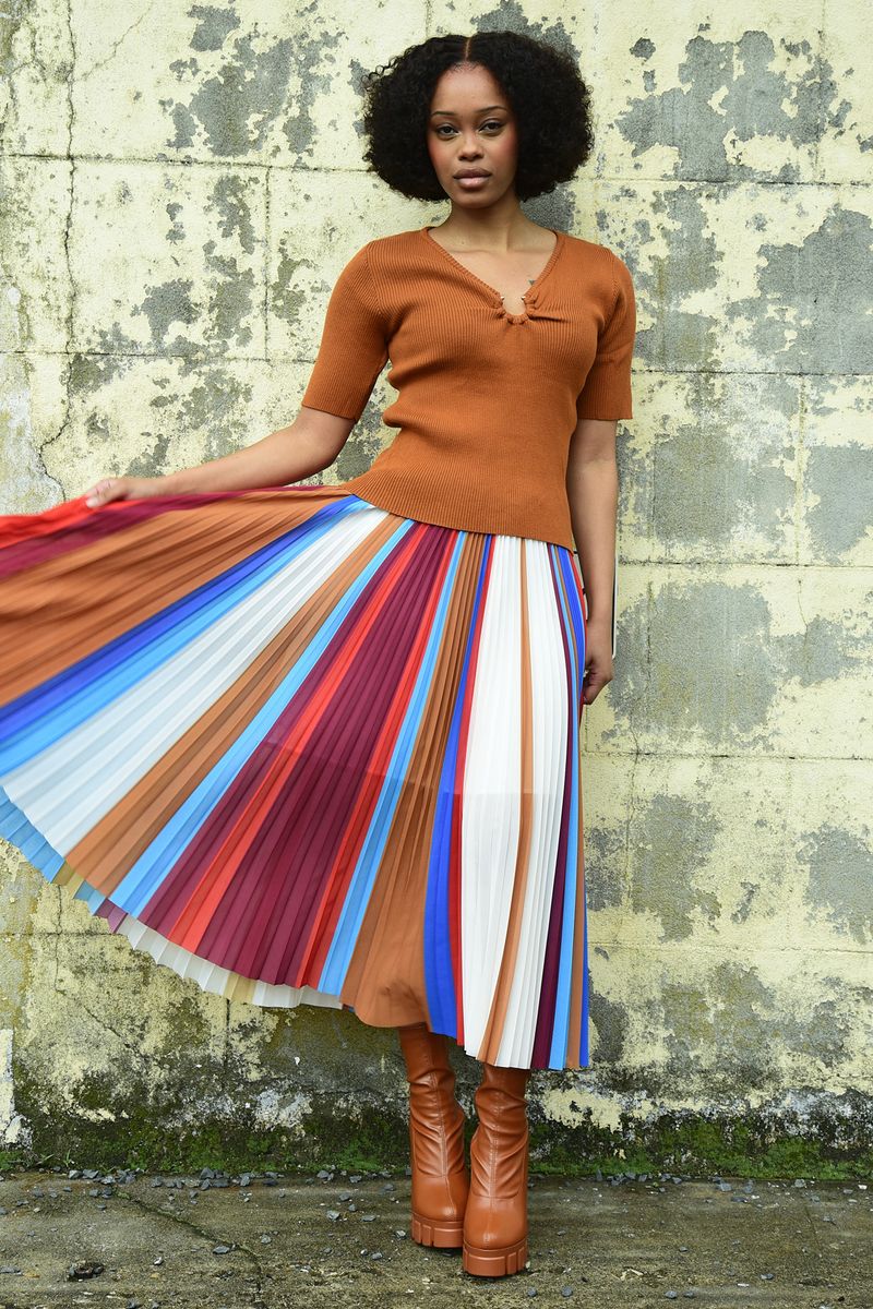 A CERTAIN RING ABOUT IT TOP
								, 			MEET & PLEAT SKIRT