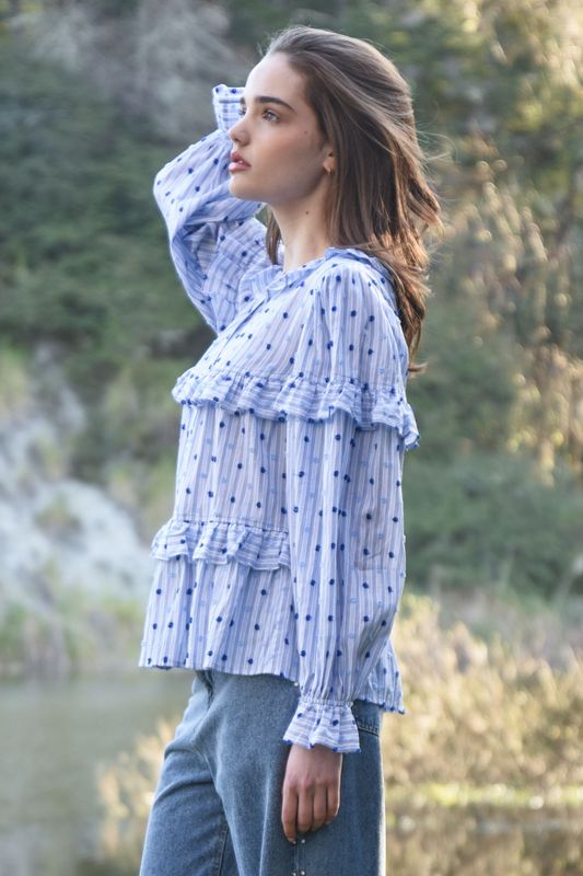 									RUFFLE SHUFFLE BLOUSE
			