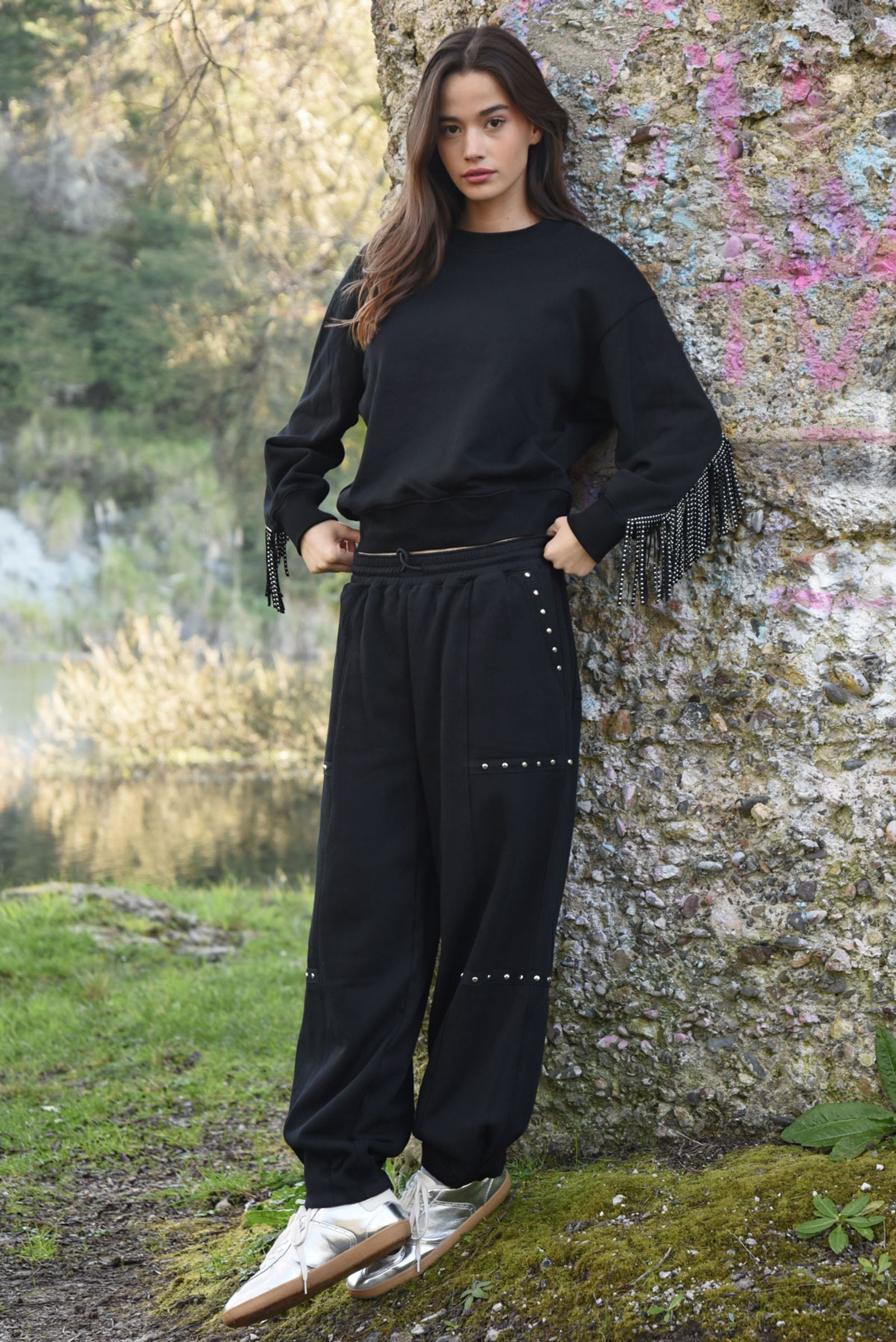									FRINGE FESTIVAL SWEATSHIRT
								, 			STUD CIRCUIT TRACKPANT
			