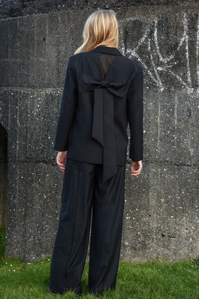 									BOW TIED BLAZER
								, 			WIDE APPEAL TROUSER
			