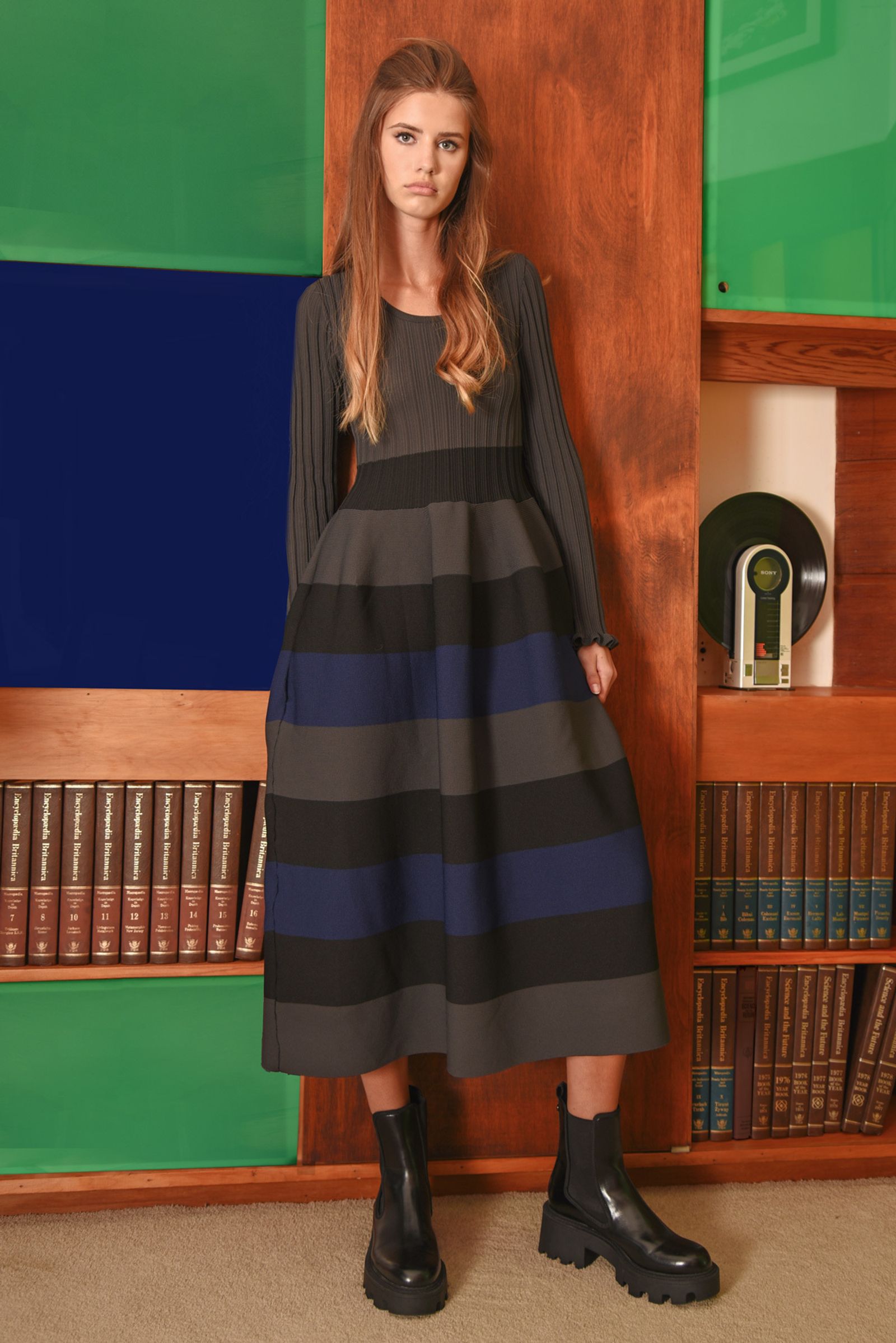 STRIPE WRITER DRESS