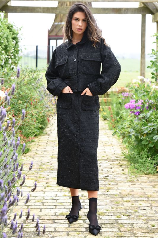 									TWEEDLE BOW JACKET
								, 			TWEED THE WAY SKIRT
			