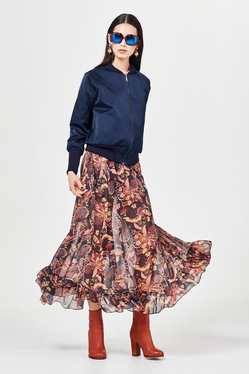 HIPPY HIPPY SHAKE 'MORE FLOUNCE TO THE OUNCE' SKIRT
								, 			SO CALL ME NAVY 'DIVE BOMBER' JACKET