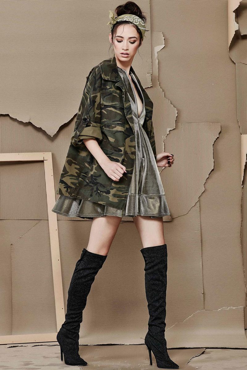 ARMY SURPLUS COAT
								, 			JUDY JETSON DRESS