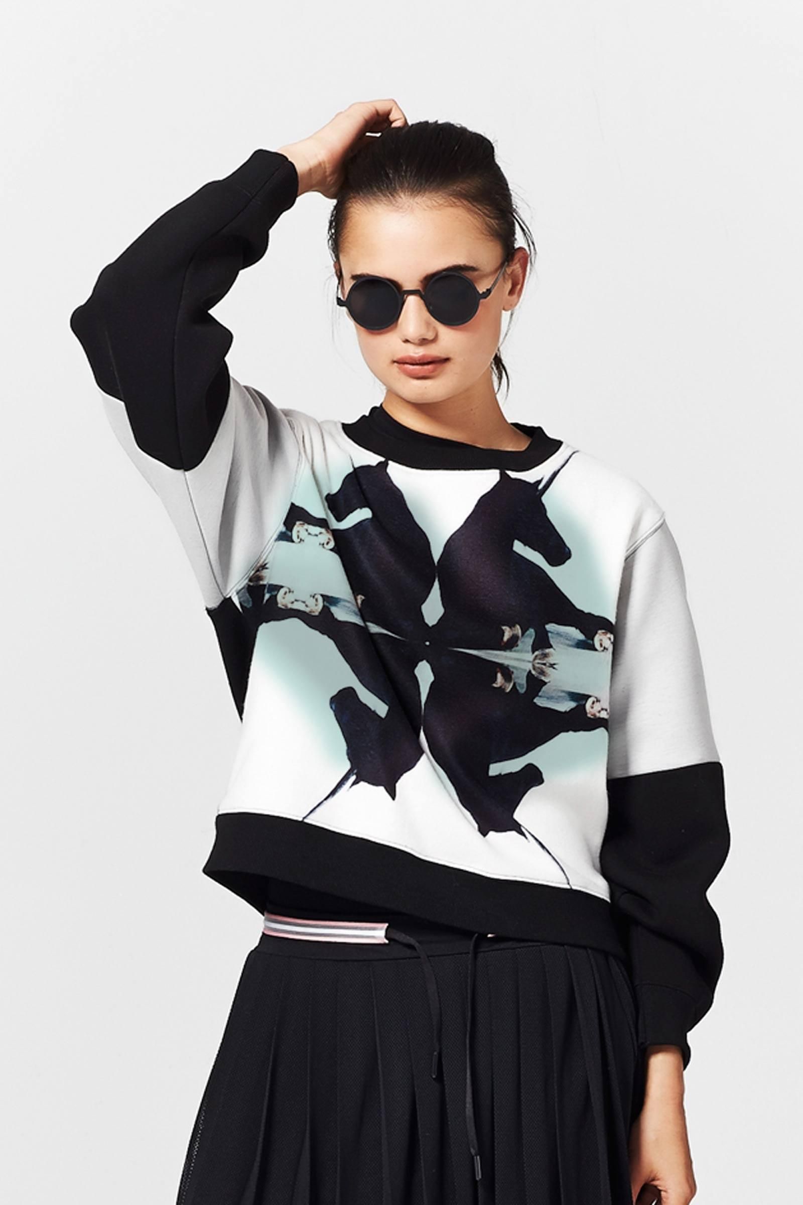 Adidas originals authentic sweatshirt with cheap contrast panel in white and black