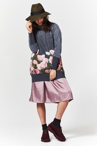 LAZY SUNDAY 'STRIKE A ROSE' SWEATSHIRT
								, 			ROYAL NOISE 'MIDNIGHT IN PARIS' SKIRT