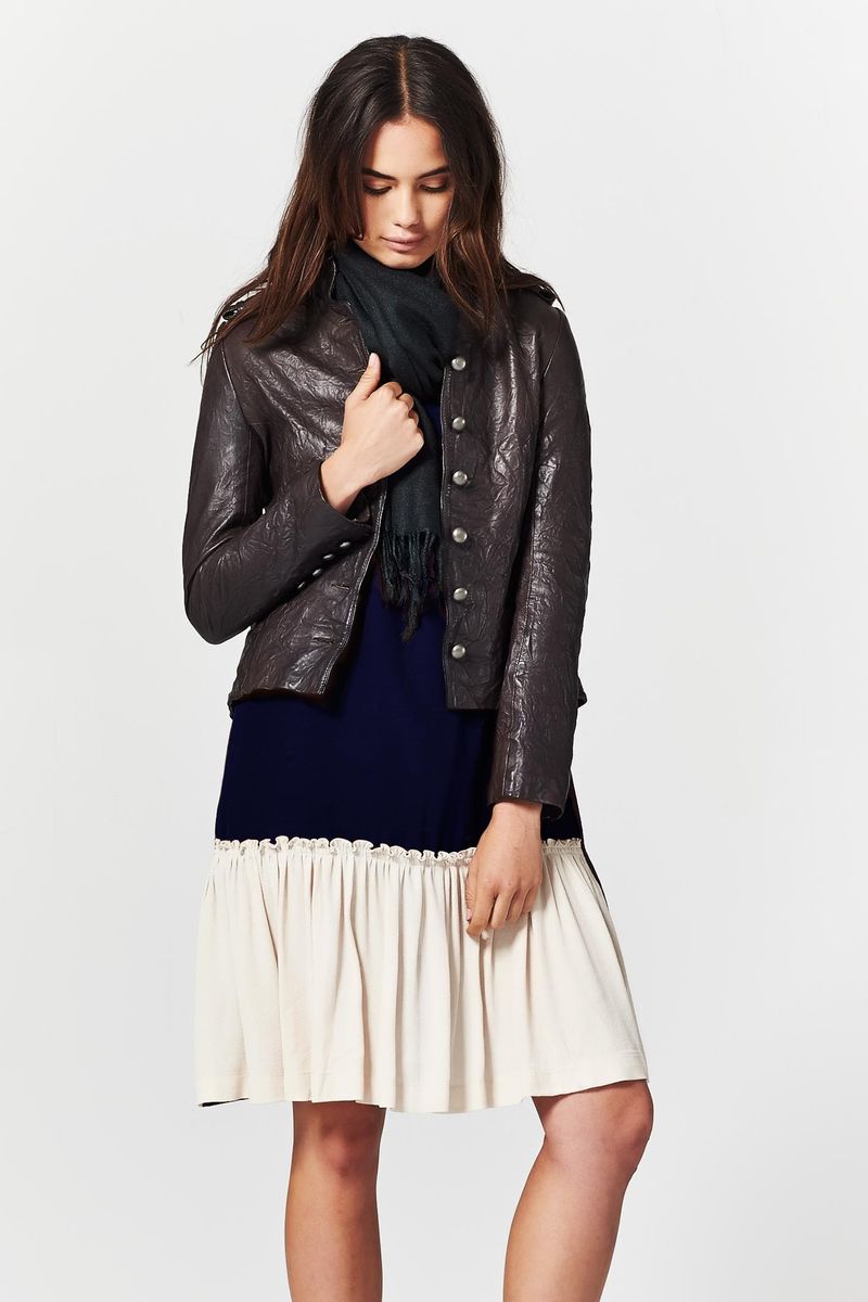 WHATEVER THE LEATHER 'BUTTON DOWN THE HATCHES' JACKET
								, 			ROYAL NOISE 'DROP IT LIKE ITS HOT' DRESS
