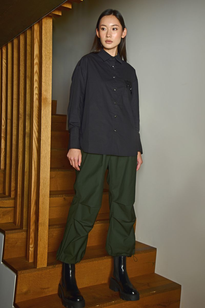 JEWELLING NIGHTS SHIRT
								, 			NO EMBARGO ON CARGO TROUSERS