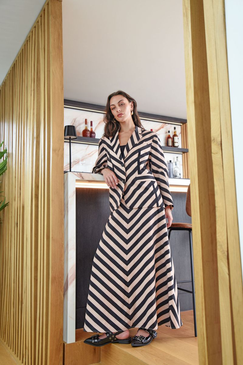 									LOVE AT FIRST TUX BLAZER
								, 			TOTALLY LINEAR SKIRT
			