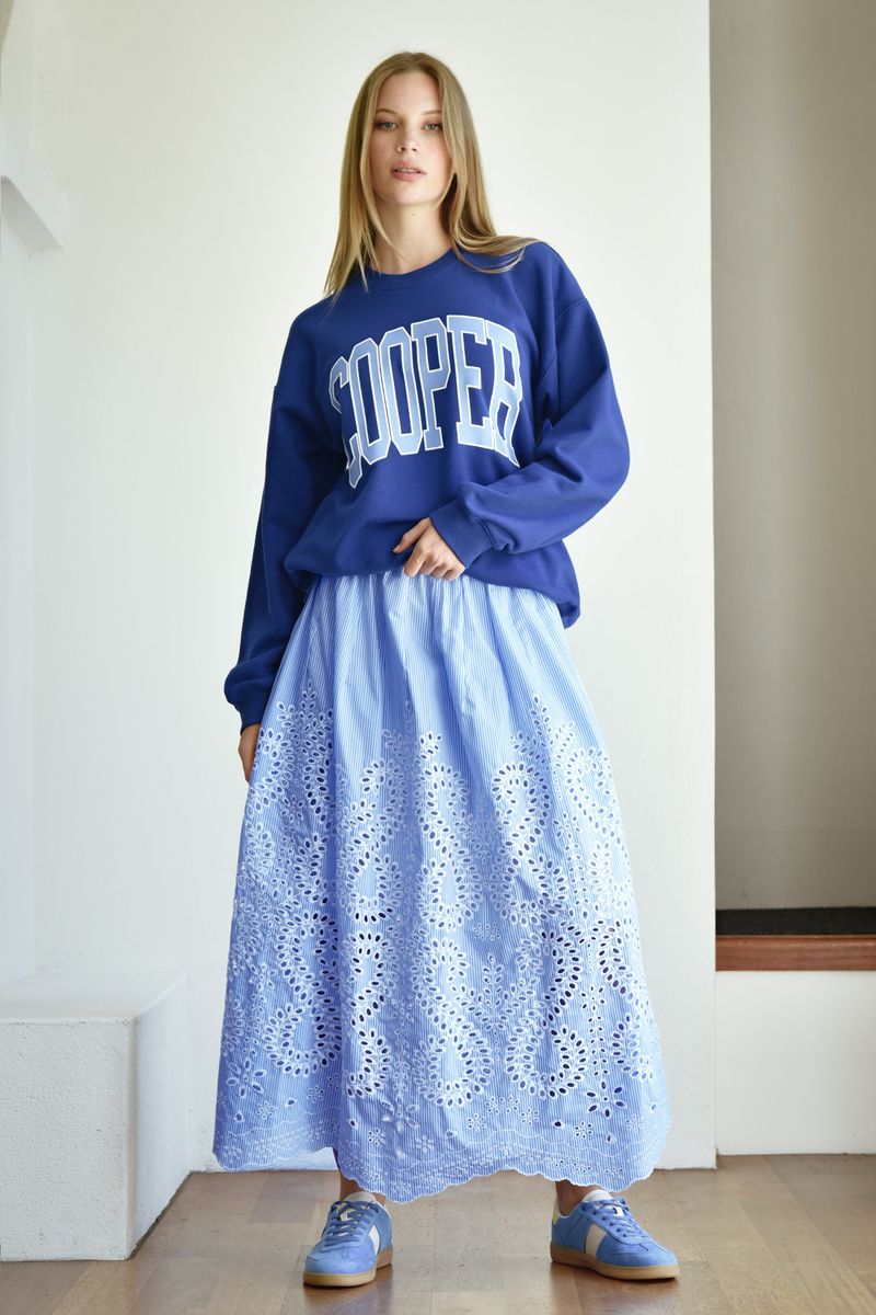 TAKE NOTE SWEATER
								, 			FORWARD MOTION SKIRT