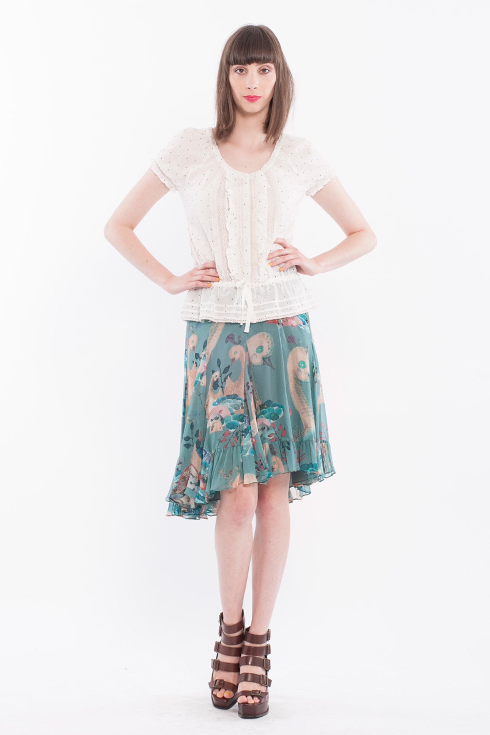 Ink Spot 'Modesty Blaise' top
								, 			Wacky Duck 'Fan Tail' skirt