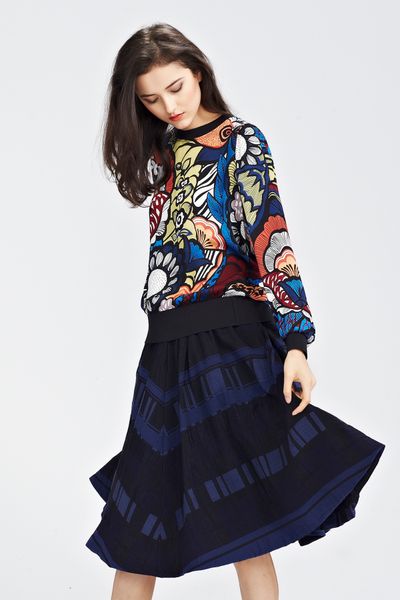 PARADISO 'SWEATER HALF' TOP
								, 			SOMEONE LIKE BLUE 'DARK GATHER' SKIRT