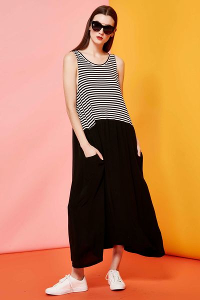 Stripes On Top Dress
								, 			Cross The Line Sunglasses