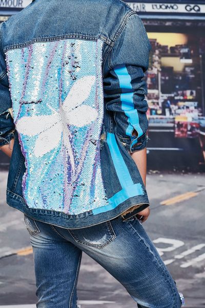 SEQUIN FLYER JACKET
								, 			JEANIE IN A BOTTLE JEAN