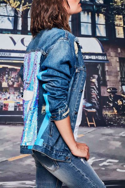 SEQUIN FLYER JACKET
								, 			SETTLE METAL T-SHIRT
								, 			JEANINE IN A BOTTLE JEAN