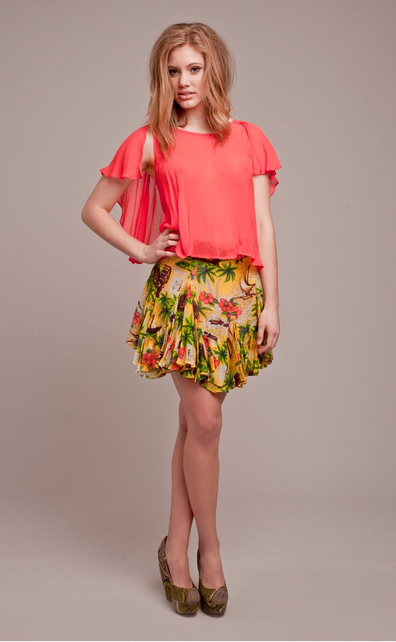 Hibiscus 'Flight School' top
								, 			Coconut Shy 'Surf & Turf' skirt