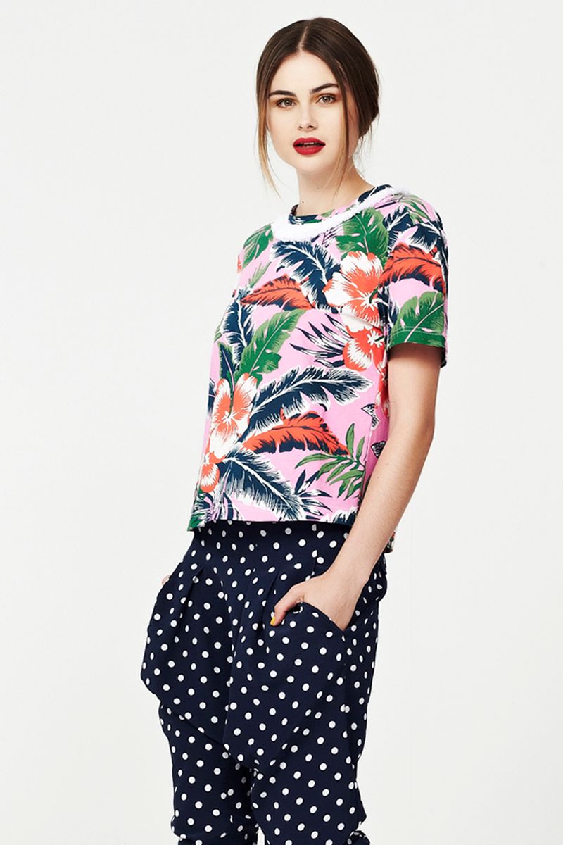 TROPICAL SNOW 'TROPICAL THINKING' TSHIRT
								, 			WHAT'S SPOT TO LIKE 'I DOT YOU' PANT