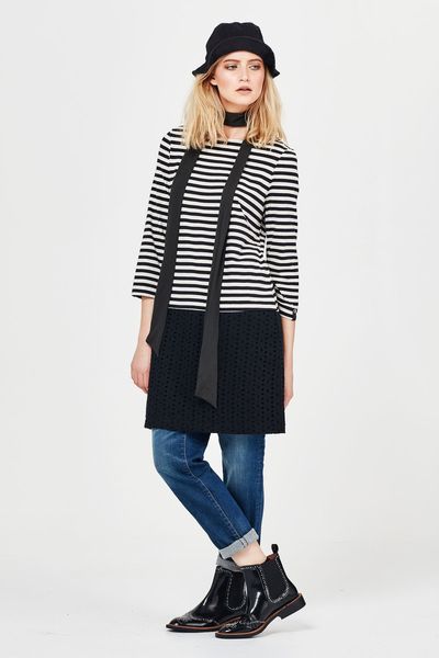 A STRIPEY HEART 'JAILHOUSE ROCK' DRESS
								, 			TEENAGE JEAN 'FOREVER IN BLUE JEANS' PANT