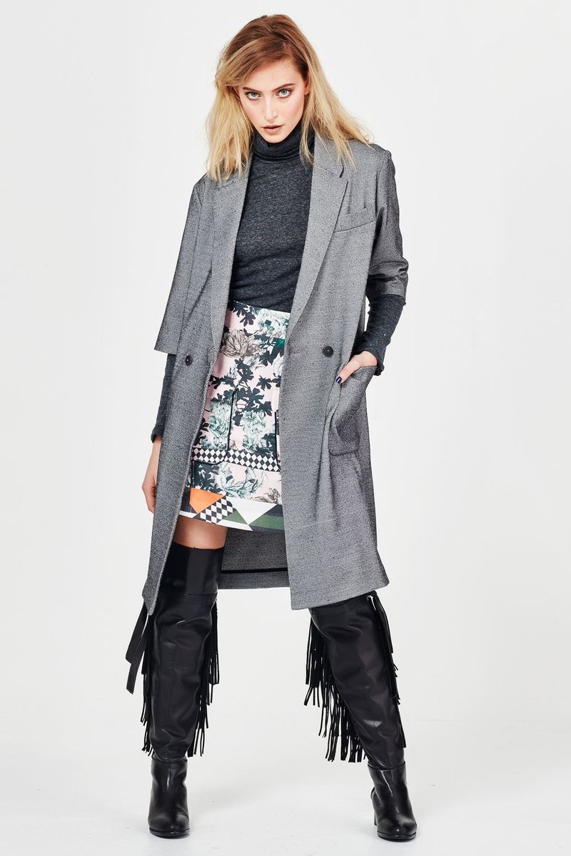 GREYSCALE 'DUST HER OFF' COAT
								, 			CHECK ON IT 'PRETTY OUTSKIRTS' SKIRT
								, 			WARM ME UP 'SKIVVY CITY' TOP