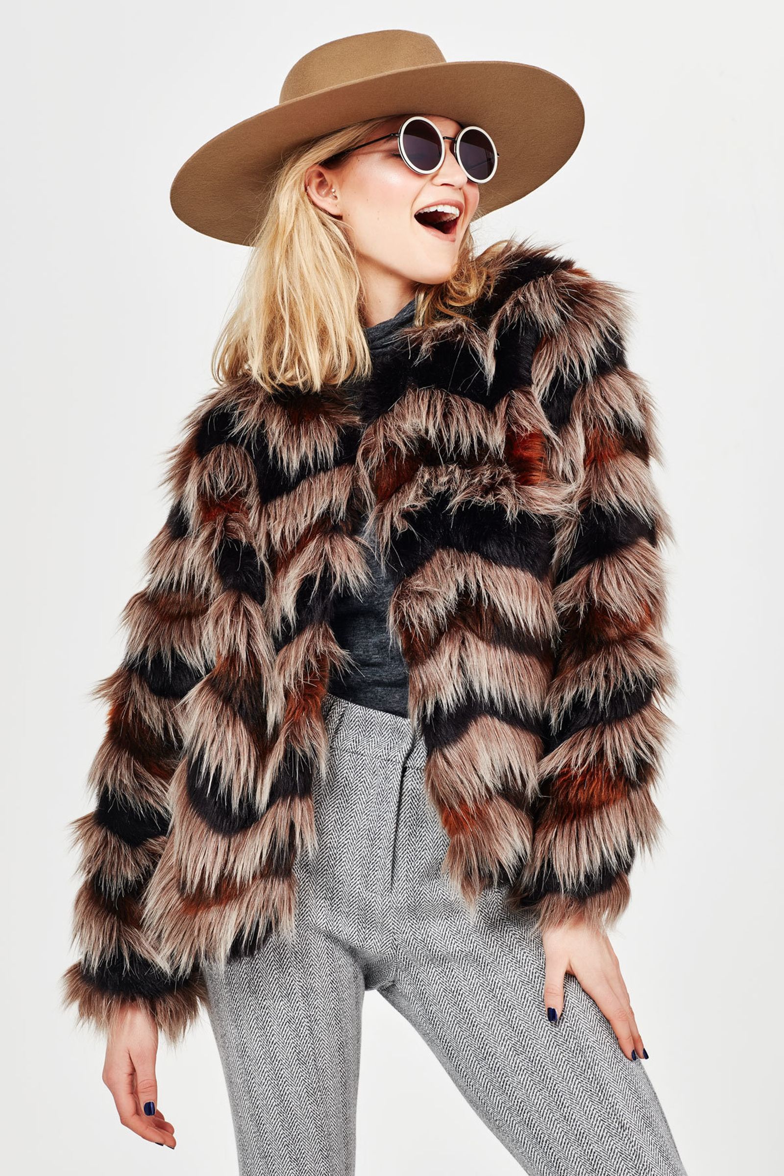 FUR SURE 'ZIGGY AZALEA' JACKET
								, 			DON’T HOG THE HERRINGBONE 'FIDDLE STICKS' PANT