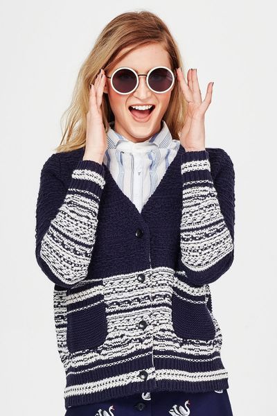 WOOL OF IT 'CARDY TALK' CARDIGAN
								, 			MY STRIPE OF GIRL 'ITS BUISNESS TIME' SHIRT