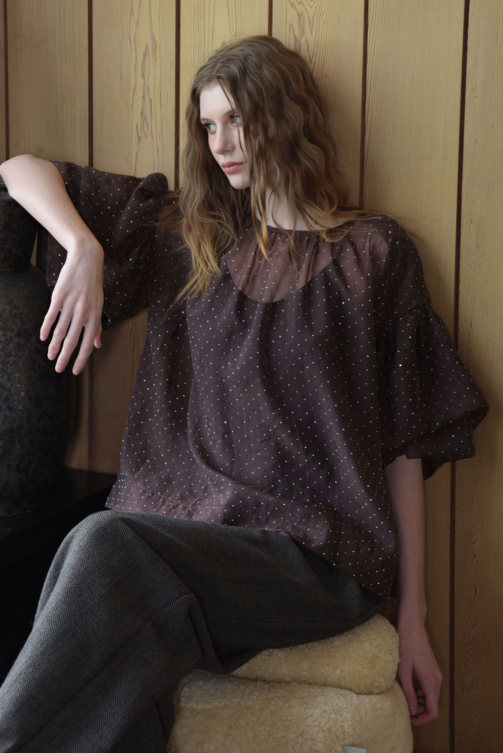 									A PROBLEM SHEER-ED BLOUSE
			