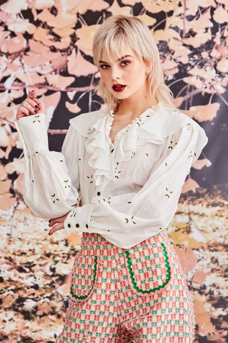 UPTOWN FLOUNCE BLOUSE
								, 			WALK MY WAY TROUSER