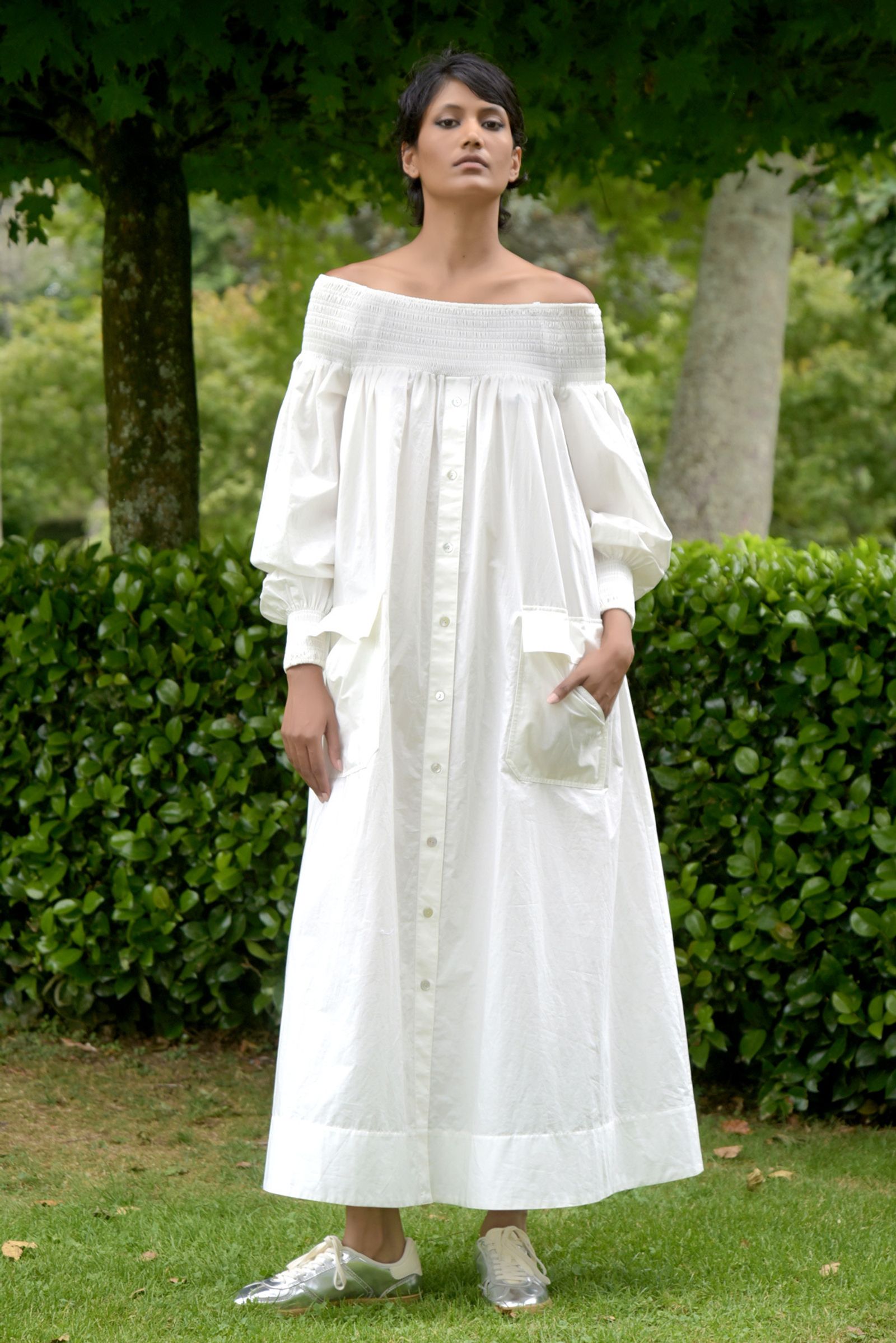 SHIRRED OF MOUTH DRESS