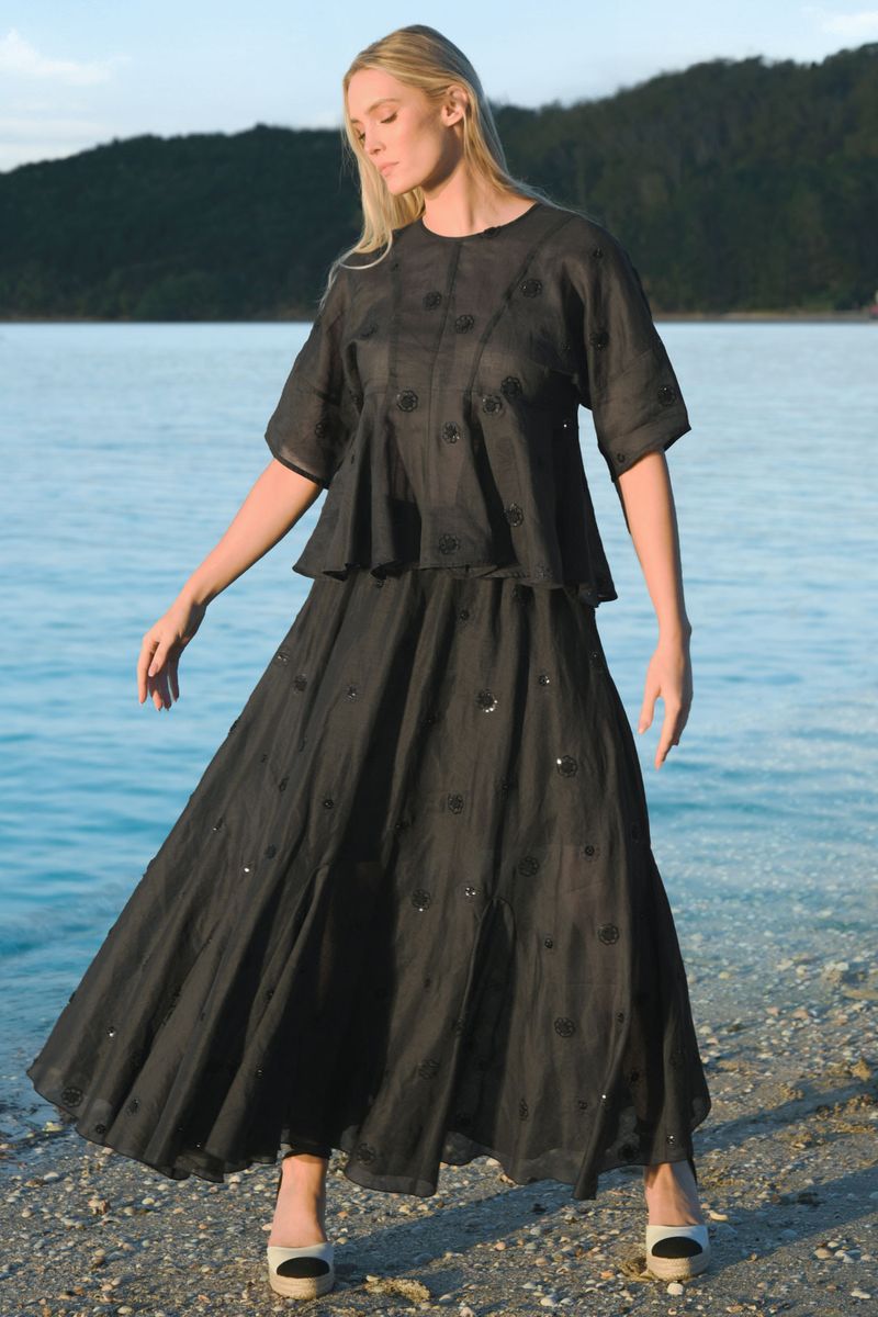 									SAY A LITTLE FLARE TOP
								, 			GODET TO YOU SKIRT
			