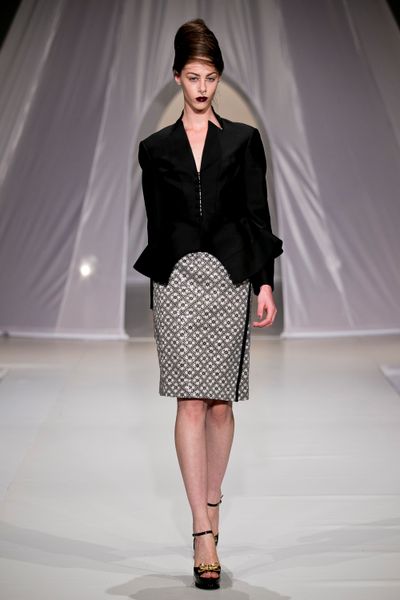 Sculptural 'Hem Harry Met Sally' jacket
								, 			Mosaic 'Skirting Board' skirt