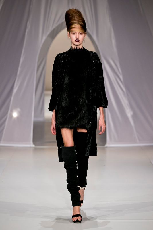 Dress - show piece
								, 			Regal 'Velvet Underground' coat