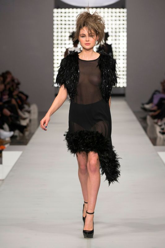 CLIPPED WINGS 'NO FLOCKING IDEA' CAPE
								, 			BLACK SWAN 'NOM DE PLUMAGE' DRESS