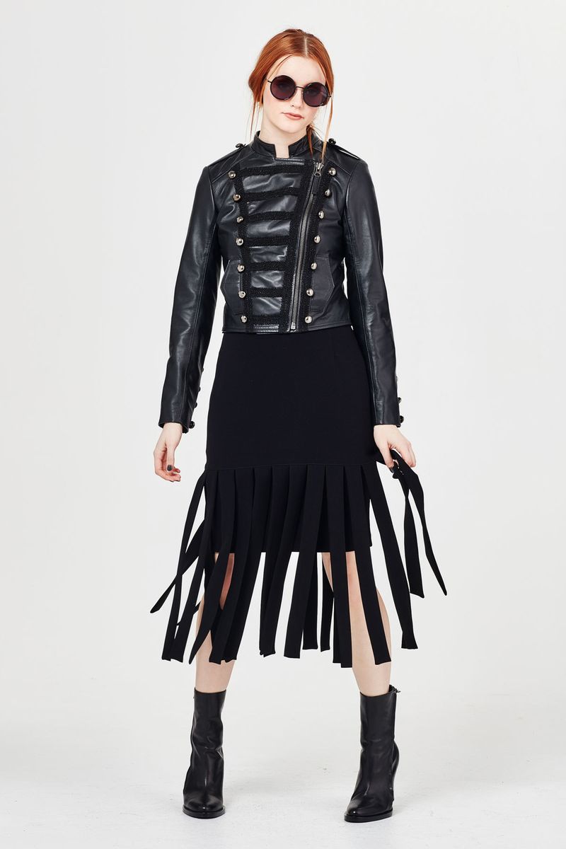 HIDE AND SEEK 'FINE LEATHER FRIENDS' JACKET
								, 			NIGHTCALL 'BEST FRONDS FOREVER' SKIRT