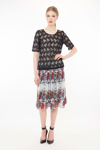 Web-Site 'Web Of Lies' top
								, 			Rambling Rose 'Tapestry Frame' skirt
