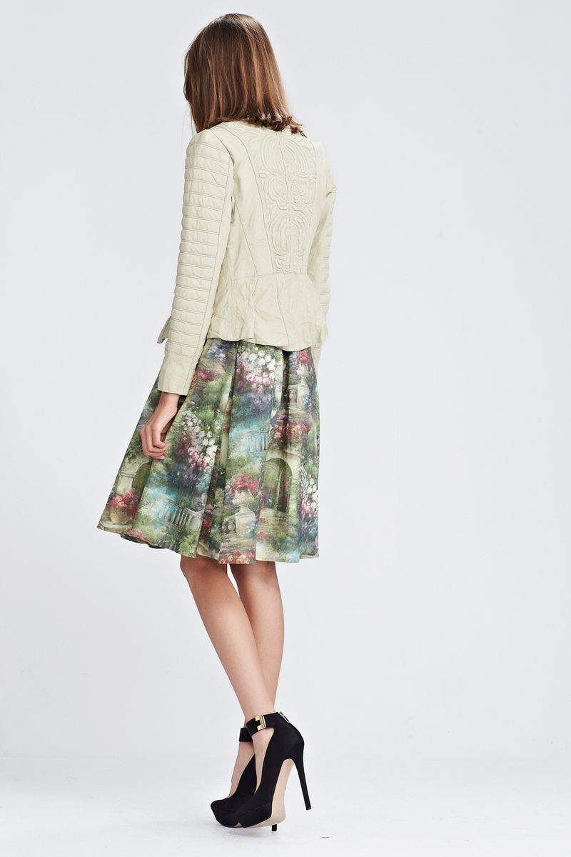 LEATHER FORGET ME ' POOR LITTLE STITCH GIRL' JACKET
								, 			GARDEN PATH 'JUTE BOX' SKIRT