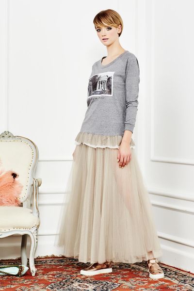 TEE FOR TWO 'OH L'AMOUR' SWEAT
								, 			WILL 'O THE WISP 'NET A PORTER' SKIRT